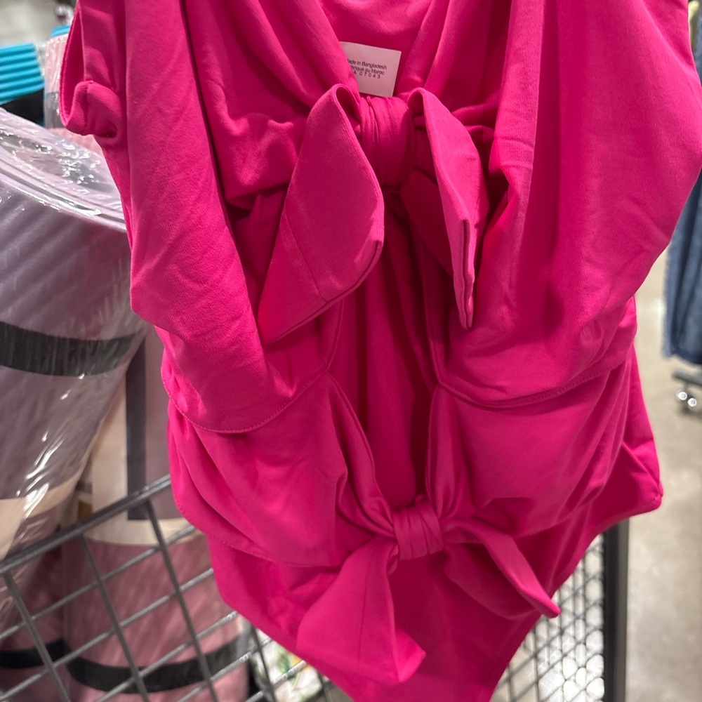 NWT Zara Fuchsia One-Piece Swimsuit with Double Front Bows - Picture 2 of 5